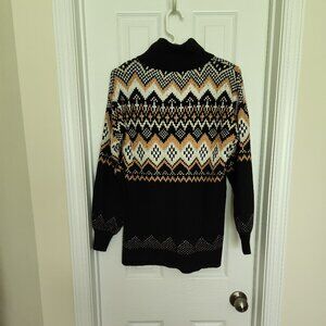 LOFT Fair Isle Half Zip Tunic Sweater, Size XS